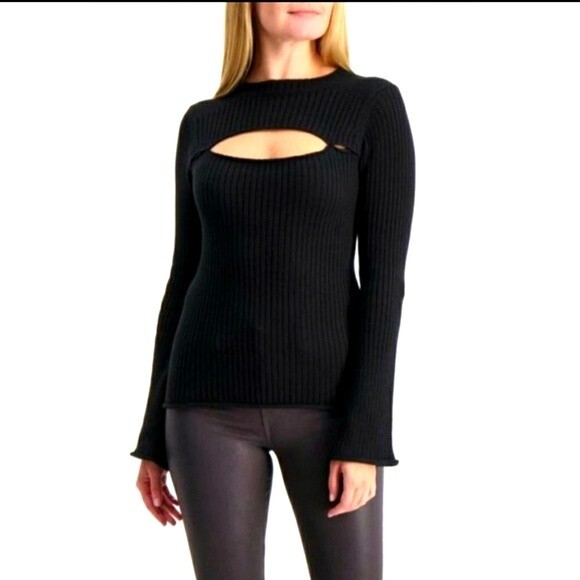 NWT  L'AGENCE Pasha Ribbed Cutout Sweater in Navy Blue size XS - Picture 1 of 5